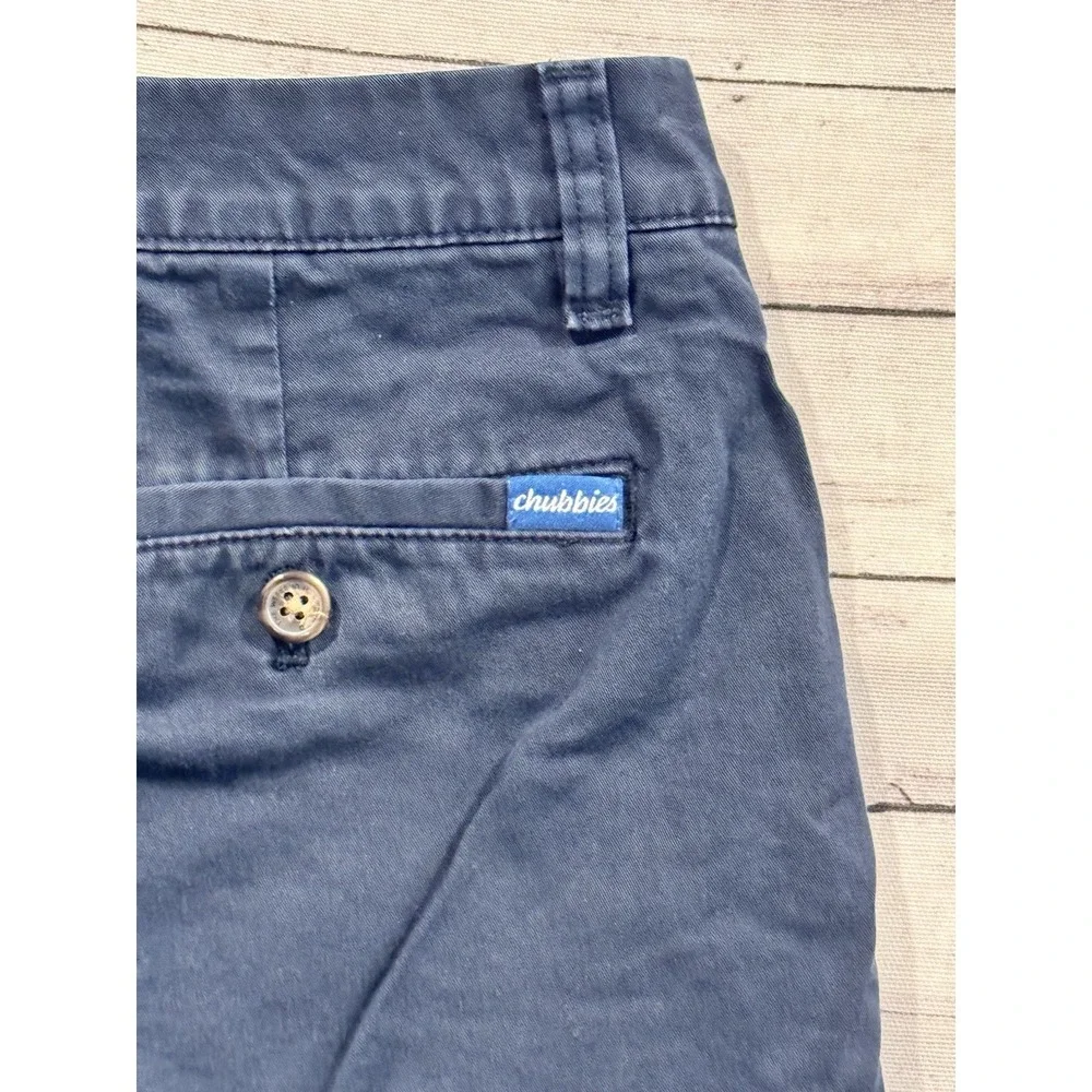 Chubbies Mens The Armadas Short Sz 33 Flat Front Stretch Twill Blue 7